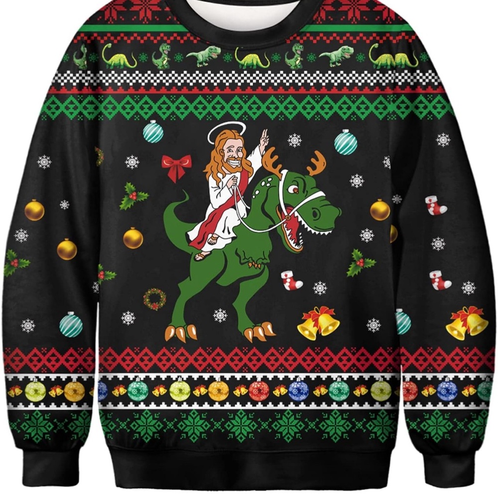 Festive Black and Green Sweater